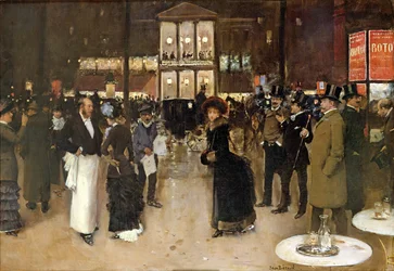 Der Boulevard bei Nacht, vor dem Théâtre des Variétés, ca. 1883